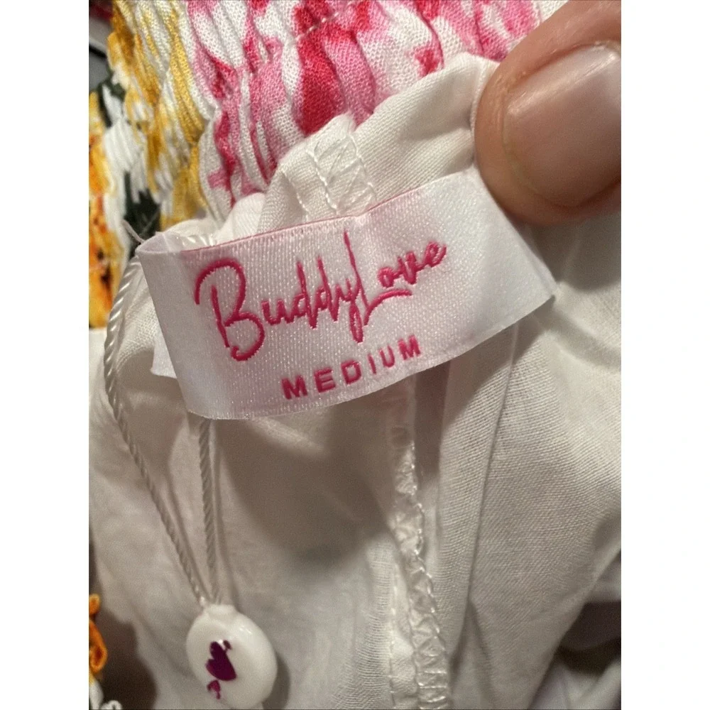 Buddy Love NWT Girls Medium 2piece Set Floral 100% Cotton Lace Trim Puff Sleeve